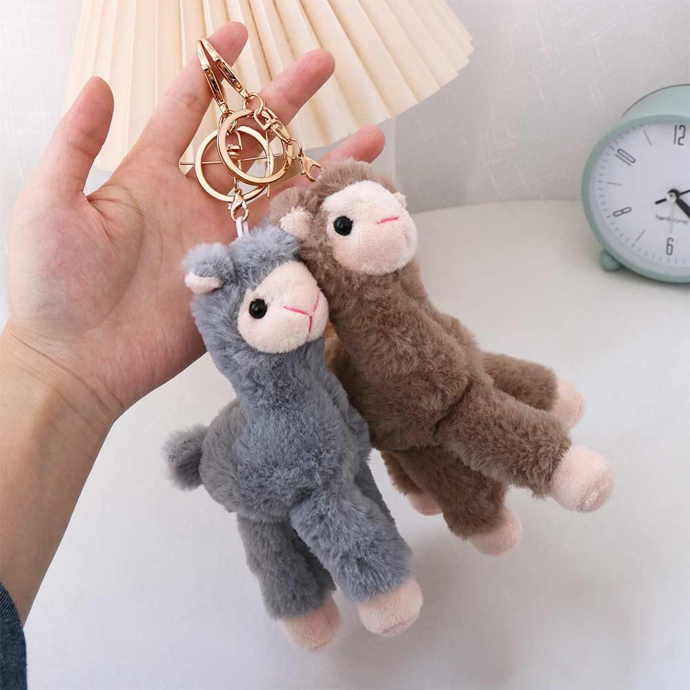 Decoration Plush Doll Pendant Animal Keyring Stuffed Toy Keychain Sheep Key Ring Alpaca Keychain