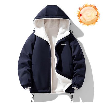 Модная двухсторонняя одежда, зимнее пальто с хлопковой подкладкой, мужское однотонное пальто с капюшоном