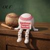 Flexible Action Figure Ornament 3D Printed Baseball Figurine with Articulated Legs, Buddy Red Sports Enthusiast Room Decor Stitching, Joints Desk Ball