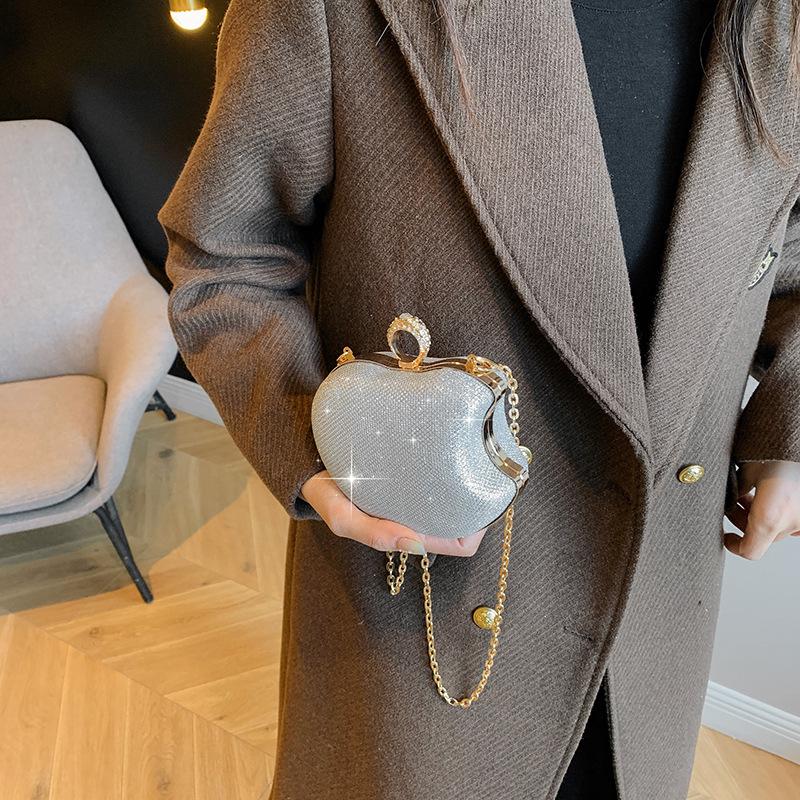 Bags Personalized Apple Small Bag 2025 New European and American Fashion Bright Diamond Foreign Style One Shoulder Women's Crossbody Dinner Bag