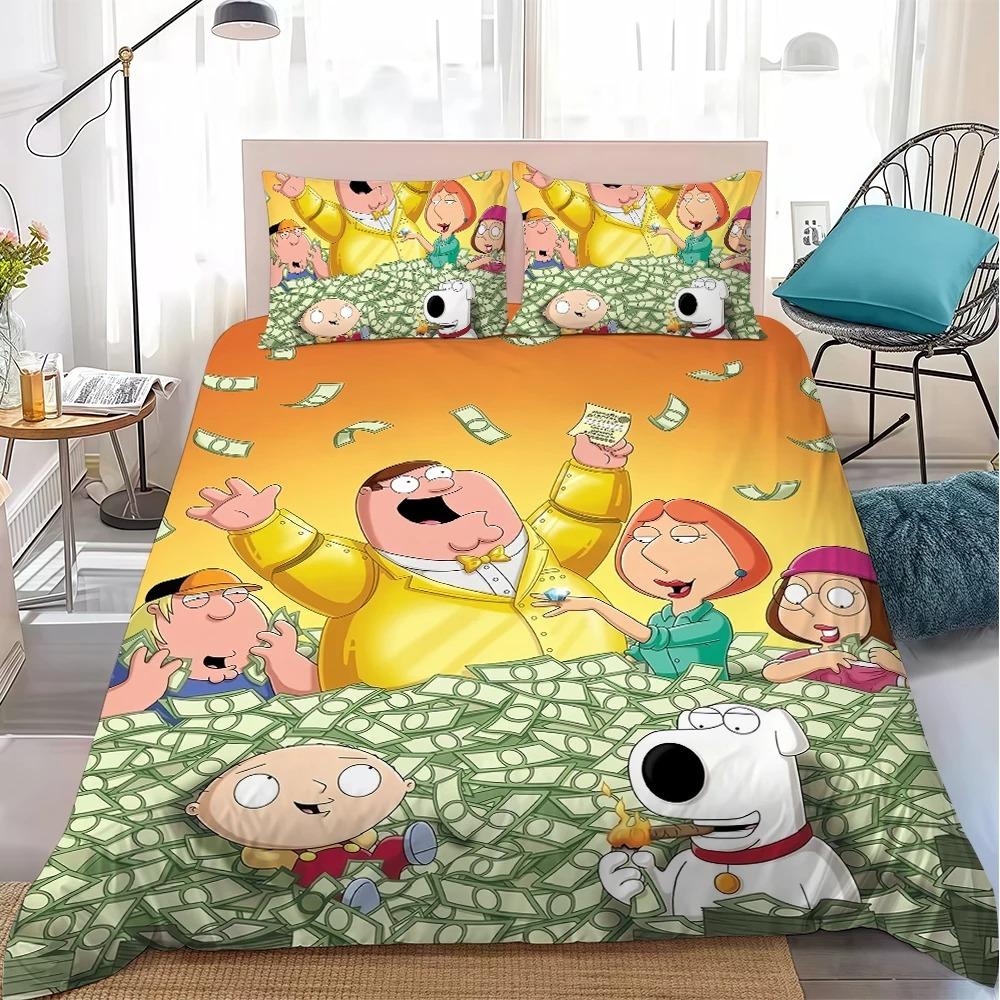 Cartoon F-Family-Guy Funny Bedding Set Soft Comforter Cover With 1/2pcs Pillow Shams For Kids Adults Duvet Cover Microfiber
