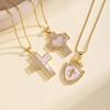 Nidin New Arrival Cross Pendant Necklace With Shell CZ Embellished Shield & Heart Shape Faith-Based Fashion Jewelry For Women