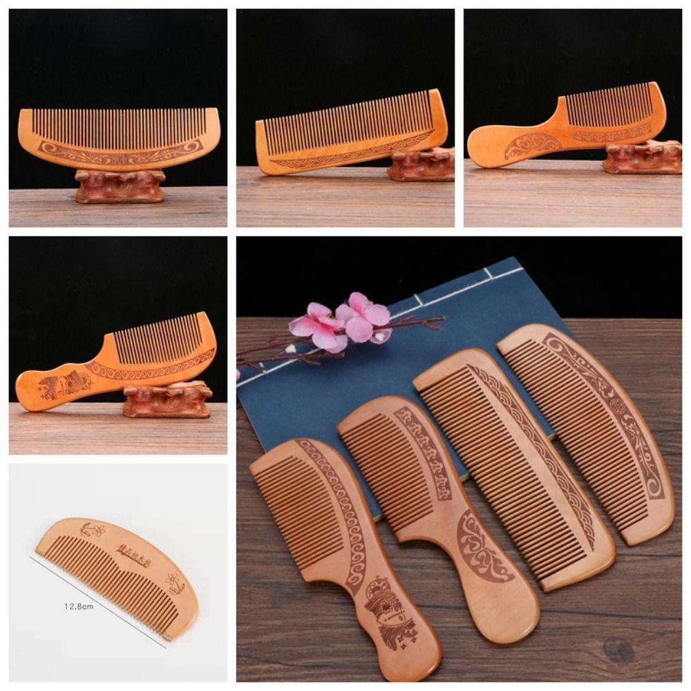 Гребень из персикового дерева с частыми зубьями, антистатический, из натурального массива дерева, гребень для волос из персикового дерева, подарки для девочек