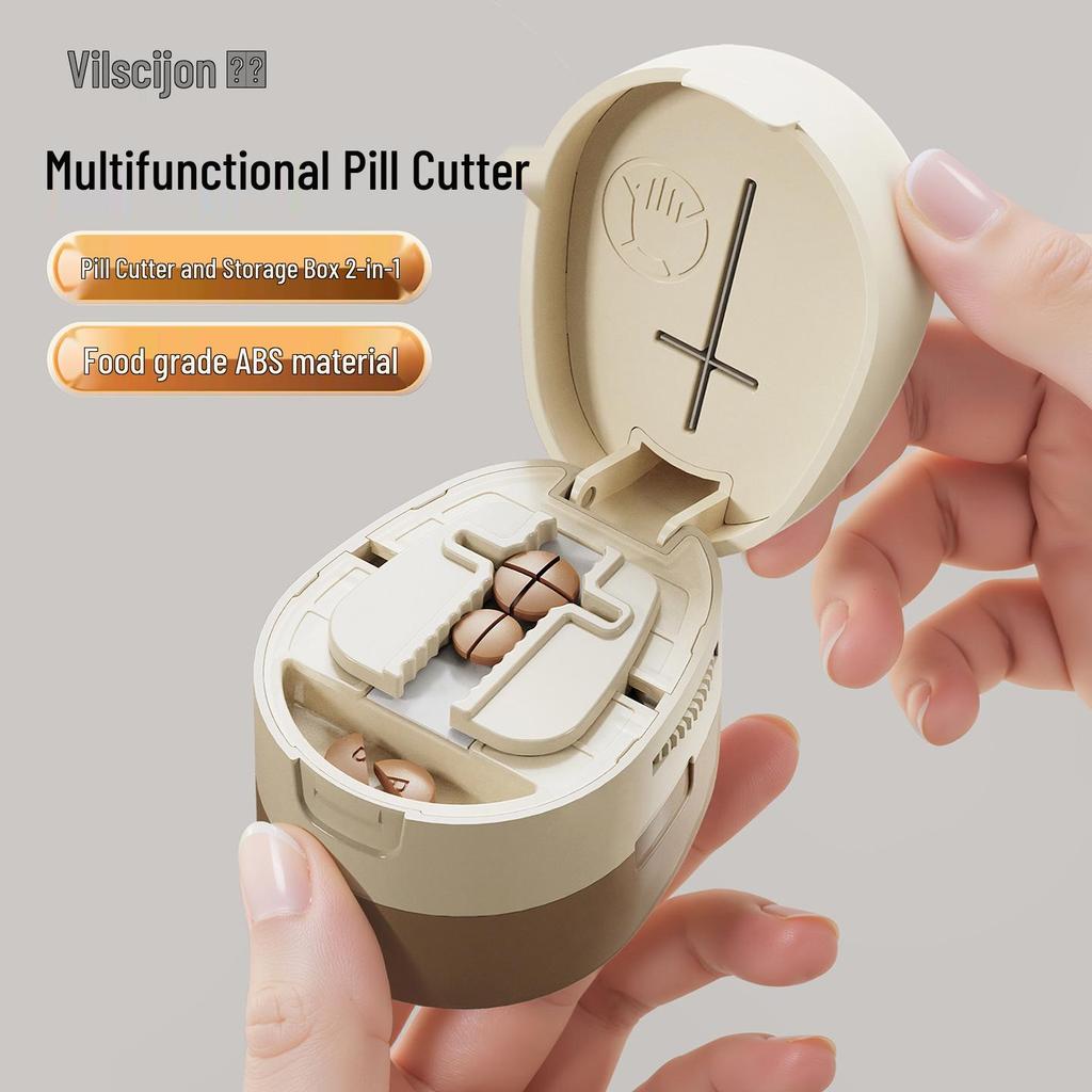 Portable Multi-functional Pill Cutter & Dispenser: 4-in-1 Medicine Storage and Splitter Tool