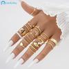 21Pcs/set Retro Gold Silver Ring Set Butterfly Heart Zircon Artificial Pearls Rings for Women Jewelry Accessories