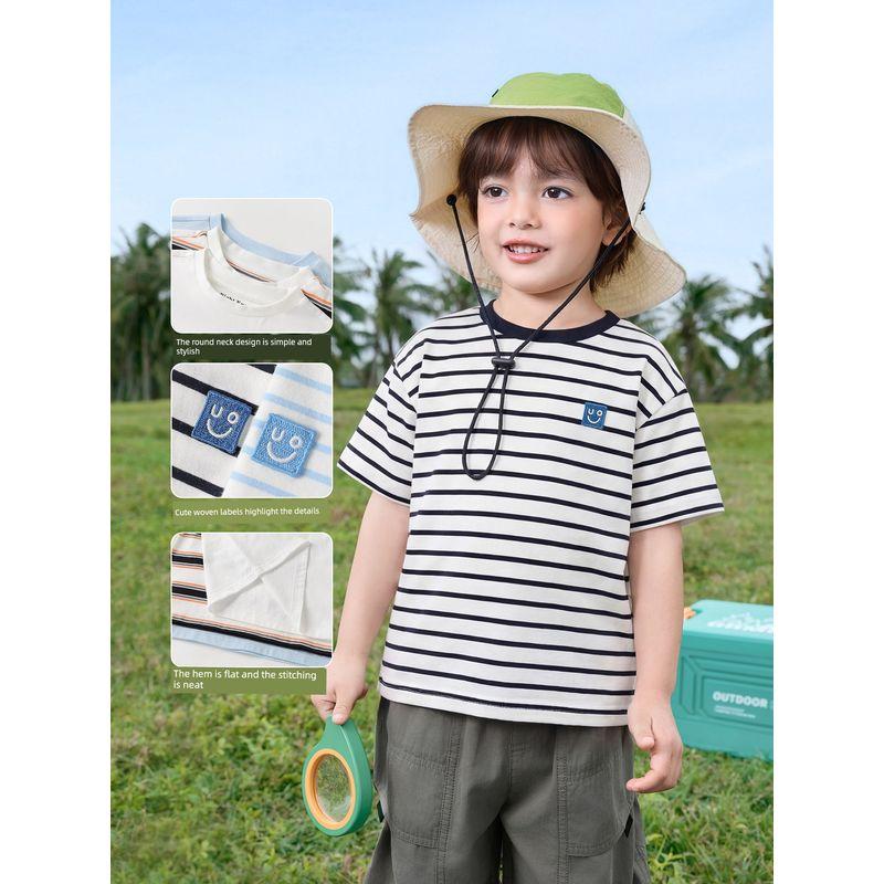 Right-Ou Boys' Cool Short-Sleeve T-Shirt 2026 Summer New Children's Clothing Antibacterial Thin Top for Kids and Babies