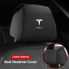 DWWDT1 Leather Car Interior Seat Headrest Cover Protector Pad For Tesla Model 3 Model Y Model X Model S P100D P85D 200 Auto Accessories