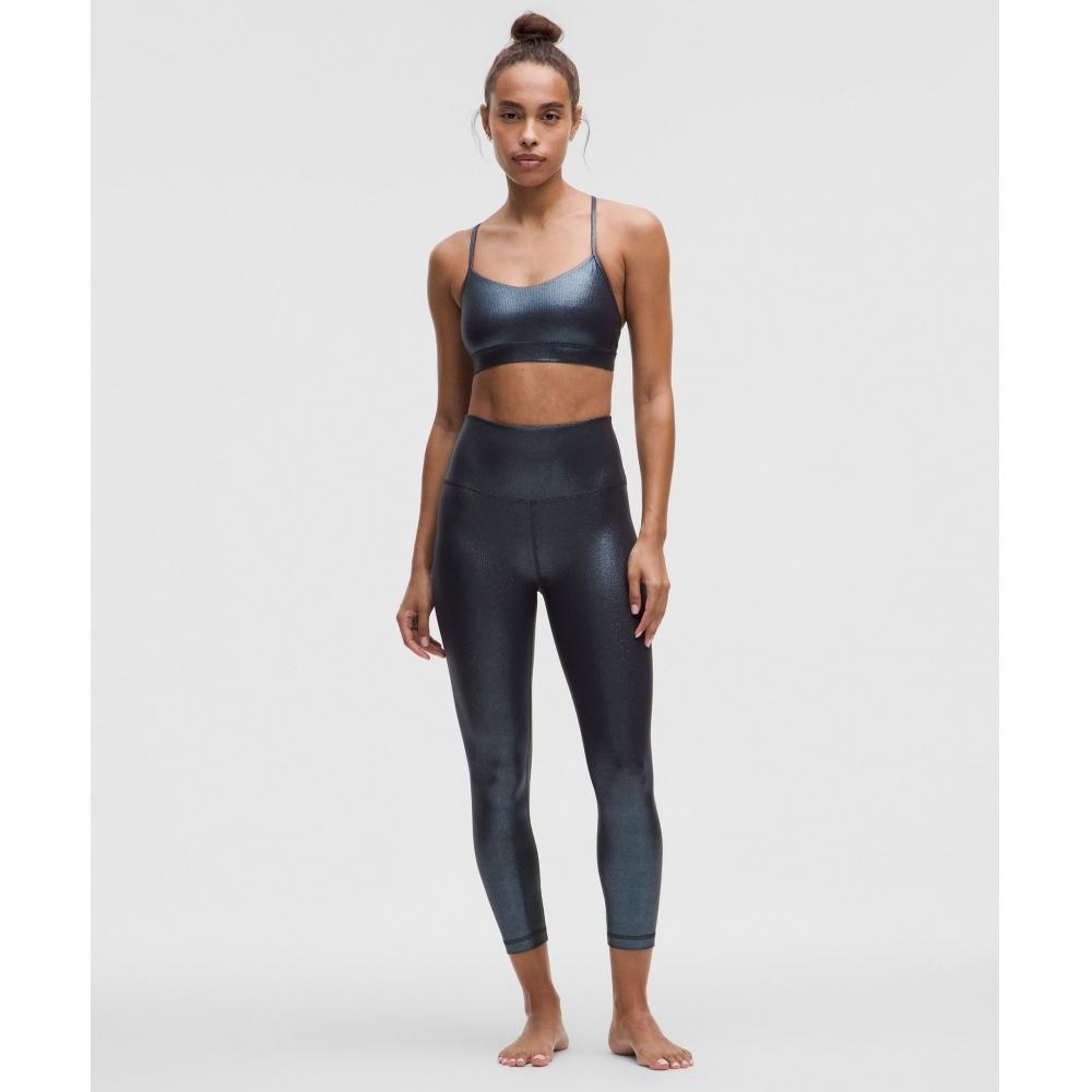Lululemon Align  High Rise Ribbed Crop 23   Shine Radiate Foil Print Black Night