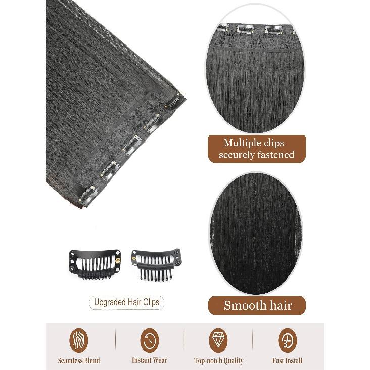 JINKAILI Synthetic 20-40 Inch Extra Long Straight Hair Extension 5 Clips Black Blonde Brown Red High Temperature Fake Hairpiece