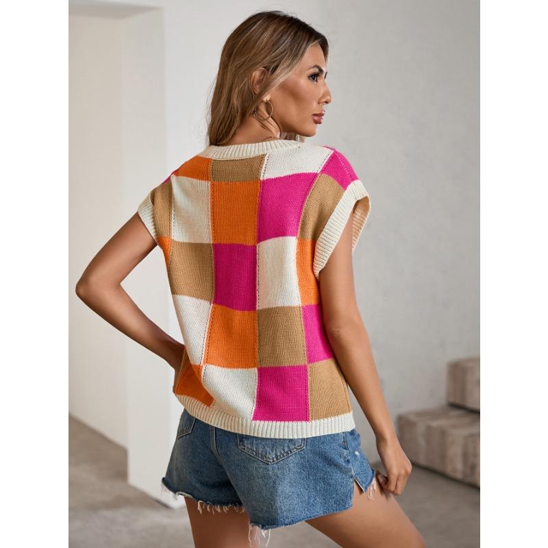 Женский осенне-зимний свитер с круглым вырезом и короткими рукавами