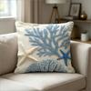 Coastal Coral Starfish Pillow Cover 2D Faux Embroidery Print Nautical Ocean Beach Cushion Case For Sofa Bed Couch Summer Home