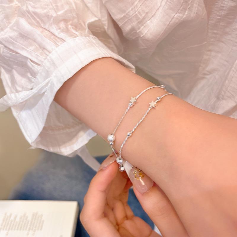 Everyday Double-Layered Star & Pearl Bracelet for Women - Sweet Niche Design