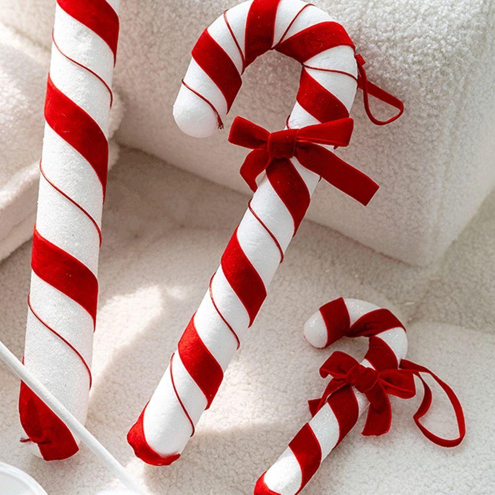 Белые и красные подвесные украшения в виде леденцов из пенопласта и бархата, украшение для рождественской елки, украшение для дома
