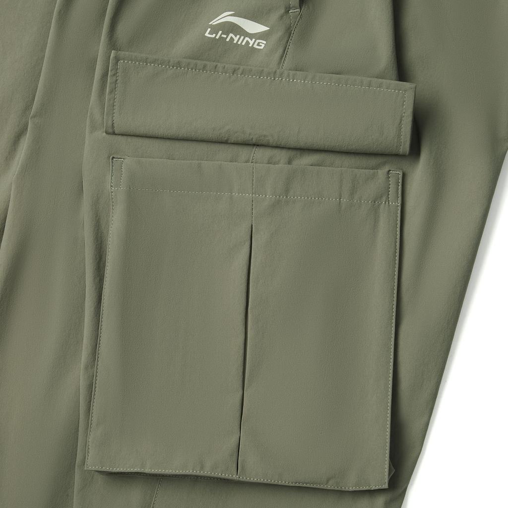 Li Ning Fitness Series Solid Color Mid Waist Comfortable Versatile Breathable Straight Leg Sports Long Pants Women Pants Tea-Green AYKV226-5