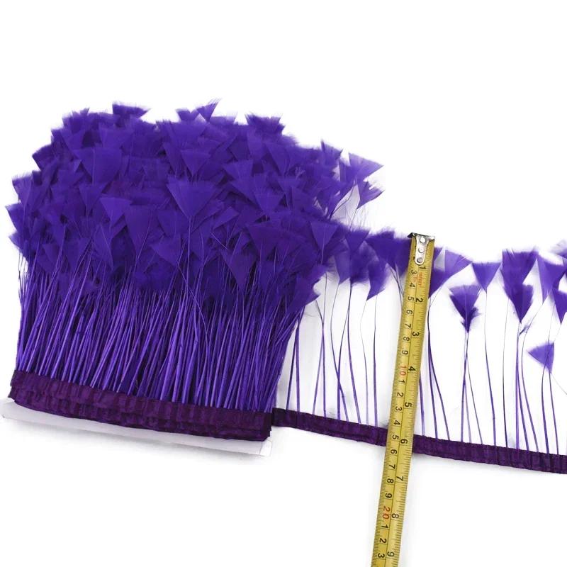 2Meters Colored Turkey Feathers On Tape Tassel Fringe Trim Decoration White Black Ribbon Sewing Dress Flecos Handicrafts Decor