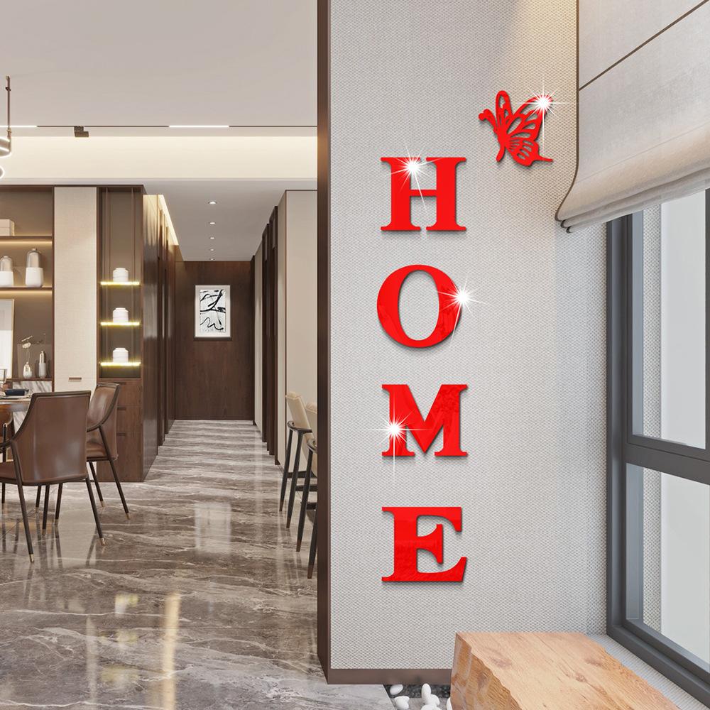 HOME Home Logo 3D Mirror Wall Sticker, Entrance Decoration, Home Decoration