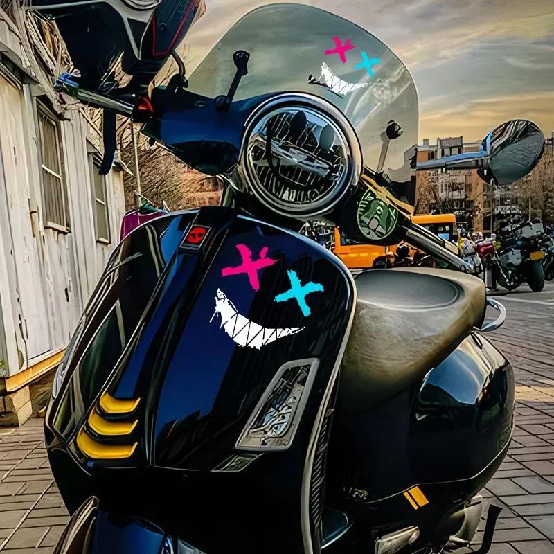 Наклейка на автомобиль Наклейки с улыбающимся лицом демона Наклейки на мотоциклетный шлем Светоотражающая Водонепроницаемая Наклейка с улыбающимся лицом Украшение кузова автомобиля