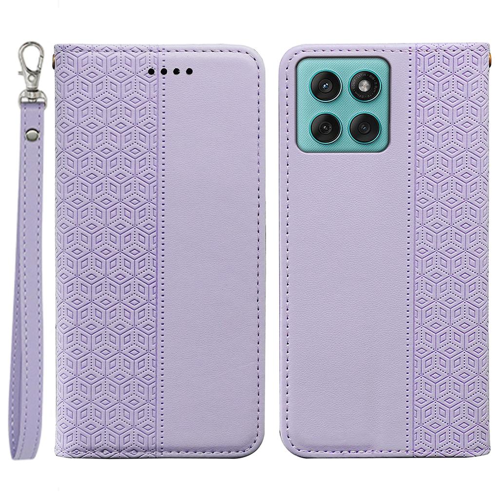 For Motorola Edge 60 Fusion 5G Wallet Phone Case Strong Magnetic Checkered Pattern Imprint Leather Flip Cover