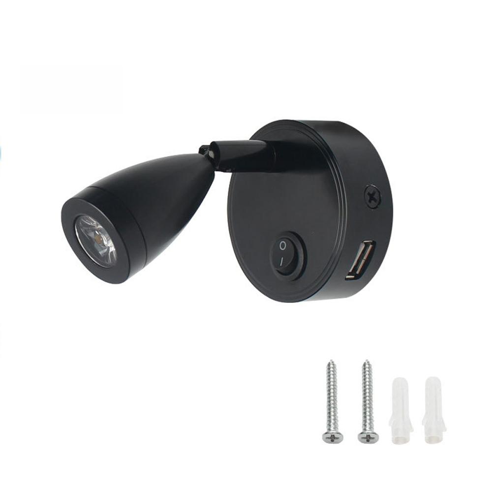 12V 24V LED Trailer Light 2W with Switch USB Charging Port Bedside Light Hotel Bedroom Light RV Camper Car Yacht Boat Lamp