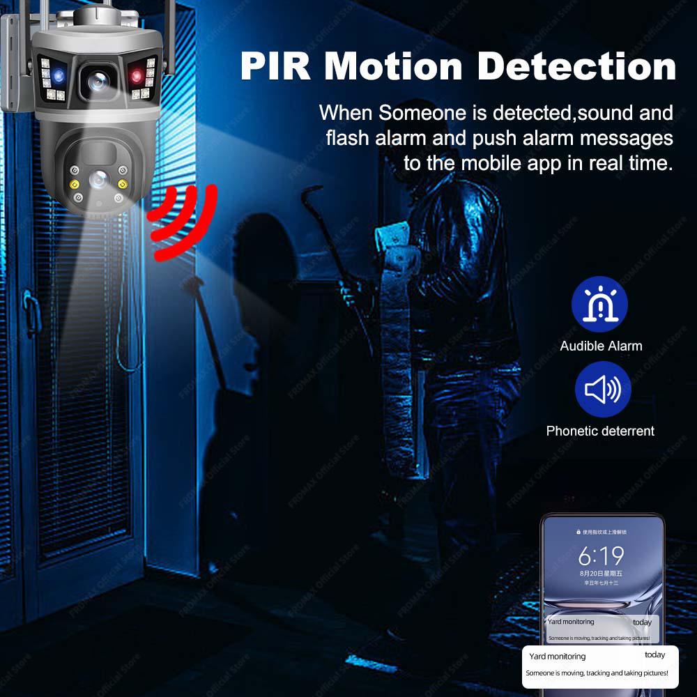 12MP 6K WiFi Solar Outdoor Wireless Lens Dual Screen PTZ Security Camera Auto Tracking Smart CCTV Video Surveillance