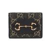 Черный джинсовый бифолд-кошелек Gucci 1955 Horsebit из GG Supreme с золотой фурнитурой для унисекс, роскошный, для ежедневного использования