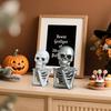 2 Pcs Gothic Skeleton Figurine Creepy Halloween Skull Statue Realistic Resin Tabletop Ornament for Home Office Bookshelf Indoor Decoration