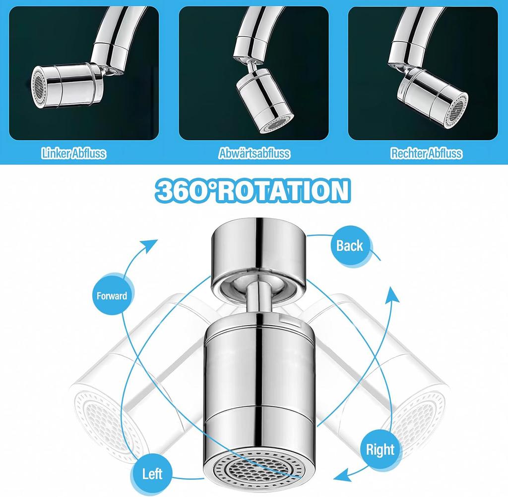 2 Modes Kitchen Faucet Spray Head Filter Adjustable 360° Rotary Splashback Tap Nozzle Bubbler Kitchen Sink Faucet Aerator