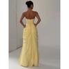 Solid Sexy Pleated Strapless Dress Women Chic Off-shoulder Backless High Waist Split Maxi Dresses 2026 New Evening Party Gown
