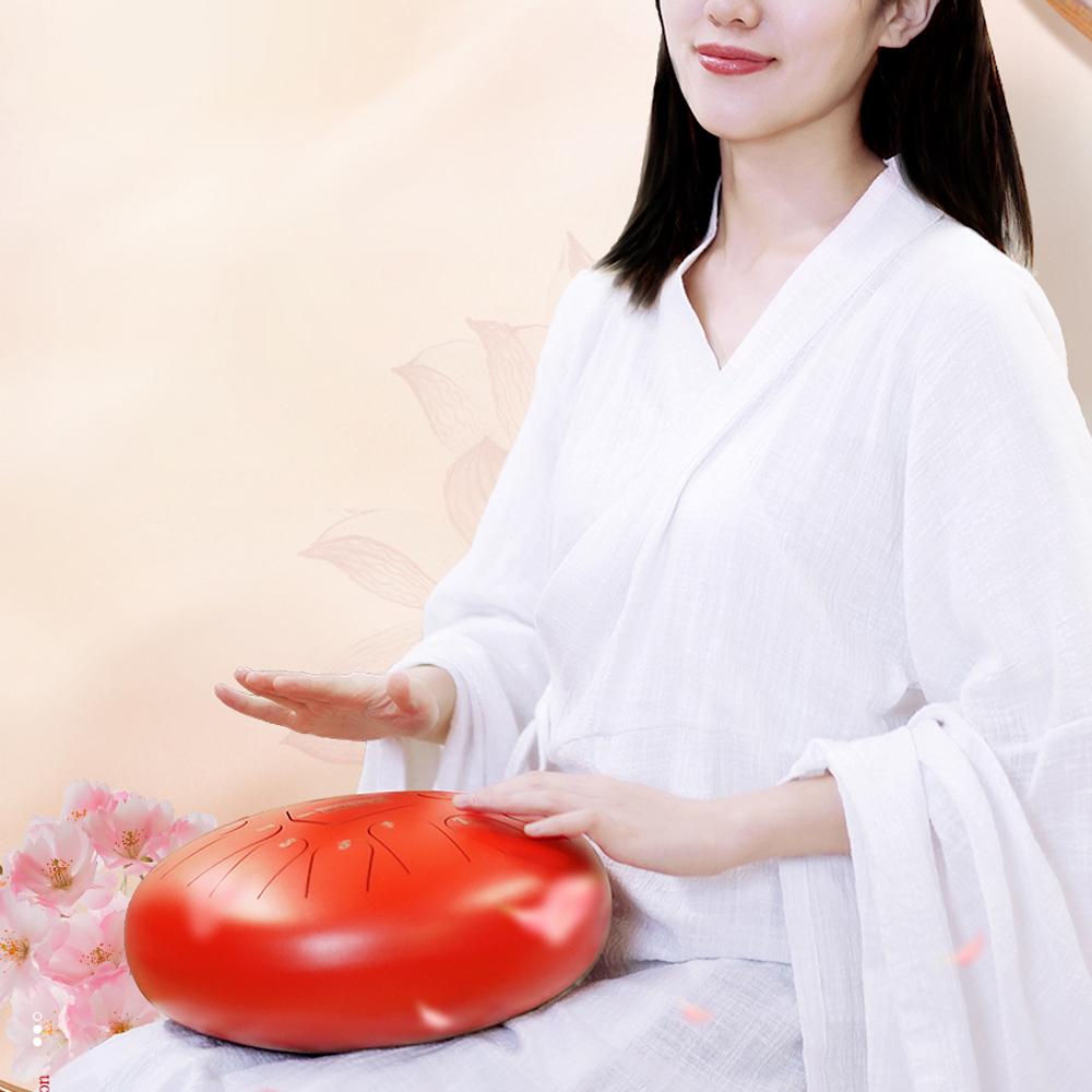 8-дюймовый стальной барабан для языка, 11 нот, хэндпан-барабан с барабанным молотком, перкуссия для ударных инструментов