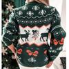 GMXIA Autumn Winter Sweater Women's Christmas Jacquard Loose O-Neck Long Sleeve Sweater