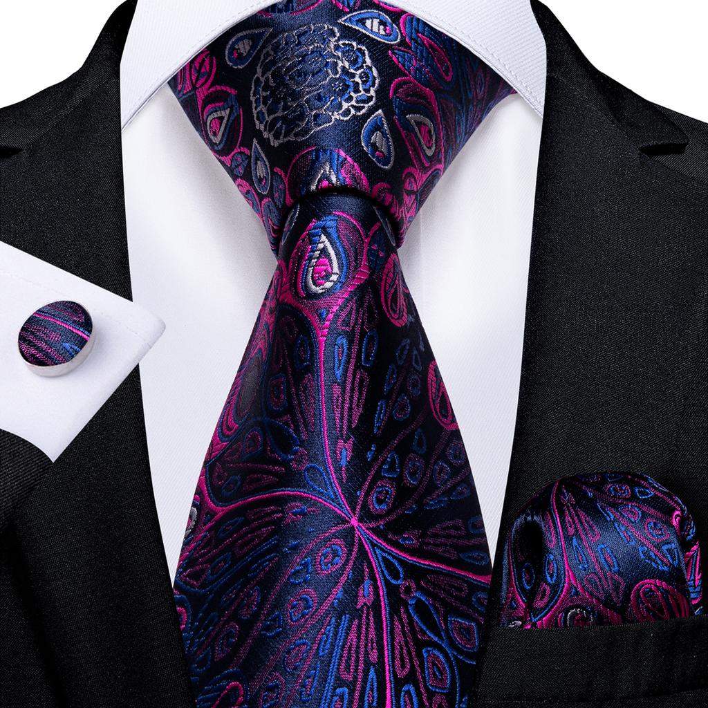 Hi-Tie Dark Gold Plaid Jacquard Mens Silk Tie Classic Necktie Cufflink Hanky Set