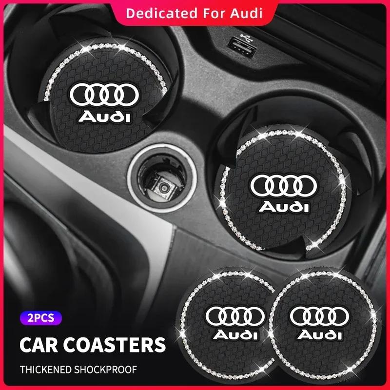 1/2pcs Car Styling Diamond Car Coaster Water Cup Anti-slip Pad Mat for q2 S A4 A5 S3 S5 A3 8p 8v b6 b8 S8 S4 B9 C7 Accessories