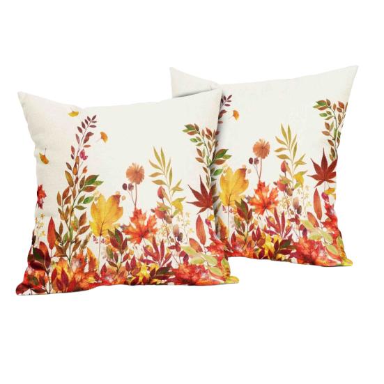 2 шт. Наволочки для подушек с осенним рисунком кленовых листьев, сменного дизайна, наволочка, моющаяся, супермягкая, многоразовая, чехлы для диванных подушек