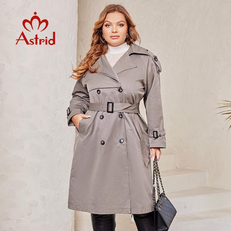Astrid 2024 осенний длинный женский плащ, женская ветровка, двубортная верхняя одежда с поясом, пальто, женская куртка, одежда DS-7275