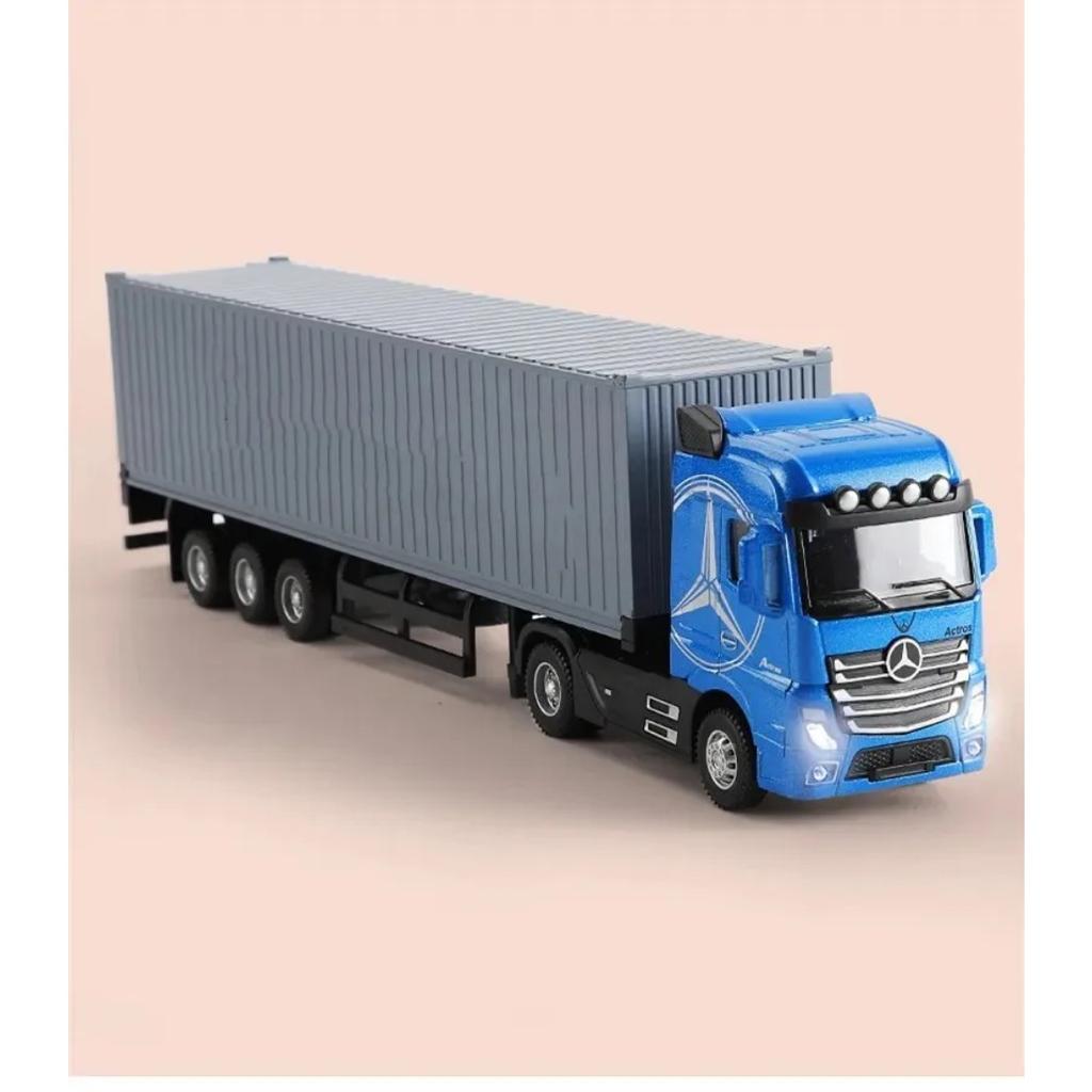 1/50 Alloy Diecast Metal Model Toy Container Truck Pull Back with Sound Light High Simitation Collectibles Kids Cars Toys Gifts