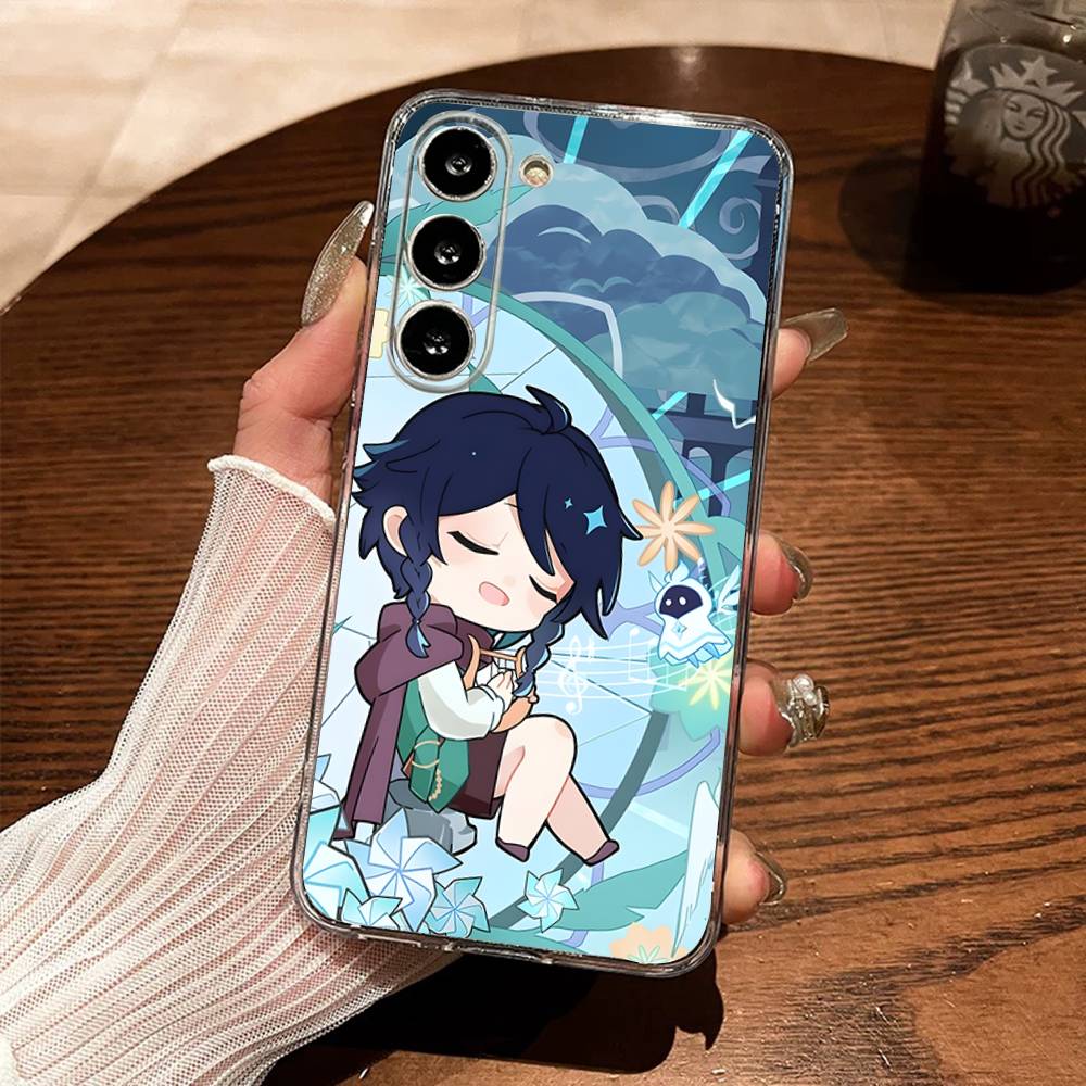 G-Genshin Impact Venti Barbatos Phone Case For Samsung S30,23,21,22,20, FE lite,S10,9,8,7 PIus Note20ultra Soft Transparent