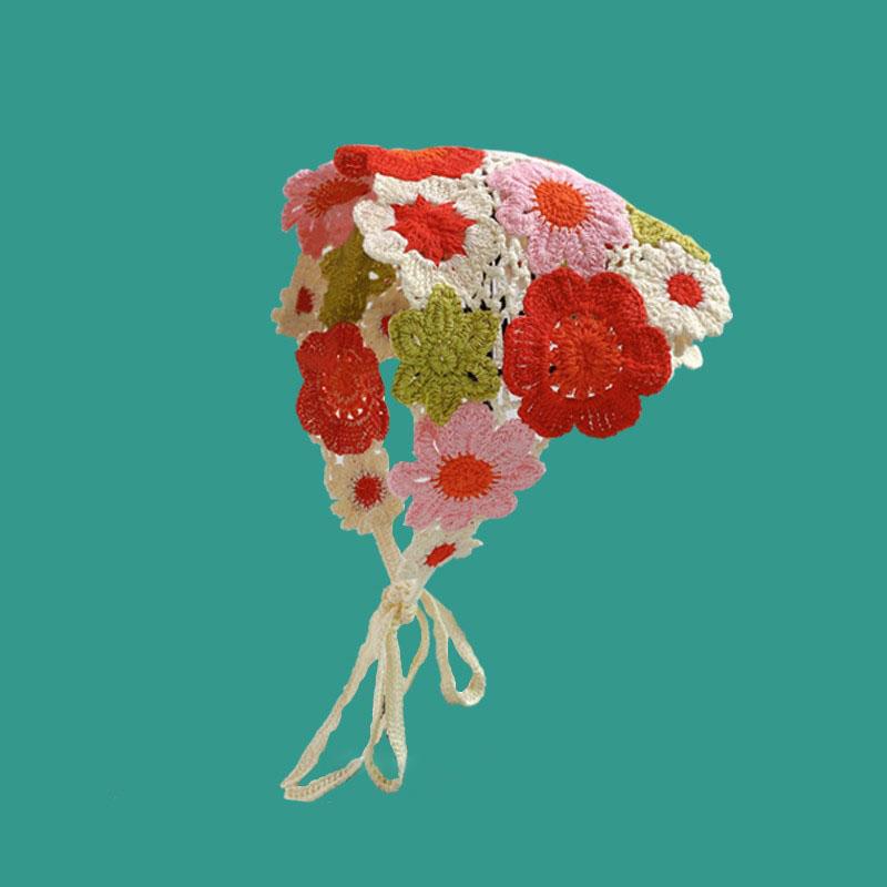 Модная вязаная косынка для прогулок, милый и очаровательный стиль, вязаная вручную повязка на голову, женские аксессуары для волос, треугольный платок для волос