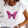 (Asian Size) Tee Top Clothing Casual Lovely Butterfly Trend Cute Short Sleeve Fashion Tshirt Women Print Lady Female Graphic T-shirt