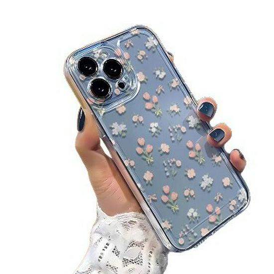 Цветочный чехол-ракушка с бантом для Apple 17 Pro Max - Прозрачный, Ударопрочный, Подходит для 14/13 Pro