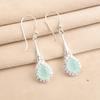 Natural Aqua Chalcedony Gemstone 925 Sterling Silver Zircon Drop Earrings 1.86" CZE-7-15