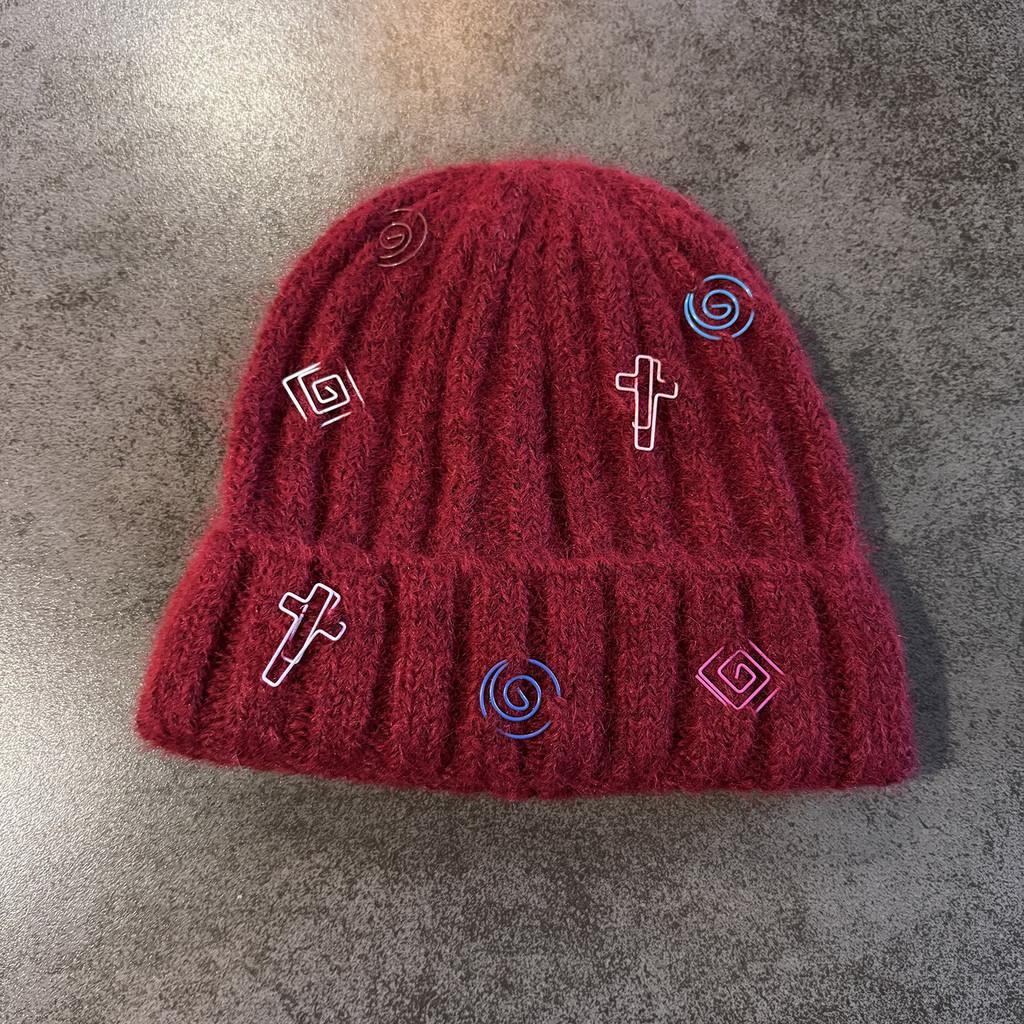 Fashion Knitted Hat With Double Ring Embellishment For Winter Sports And Casual