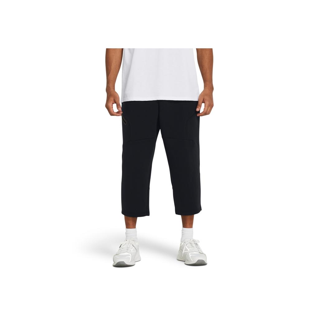 Under Armour Неудержимые сплошные свободные флисовые тренировочные укороченные трикотажные брюки мужские брюки черные 1384010-001