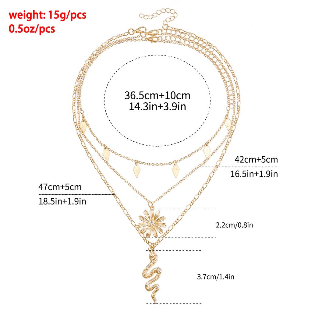 Аксессуары Богемское Солнце Цветок Ромб Змея Подвеска Ключичная Цепочка Легкая Роскошь Многослойное Ожерелье