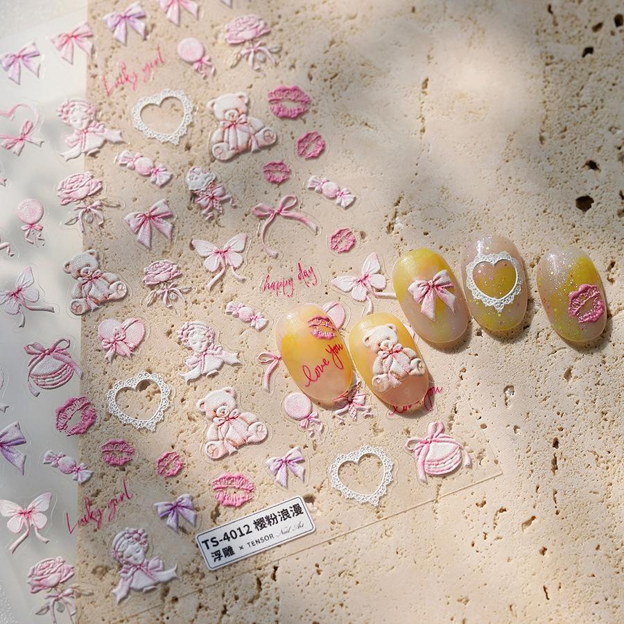 Магия Феррита 5D Вишнево-розовый Тисненый Нейл-арт 3D Романтические Матовые Тонкие Прозрачные Наклейки TS-4012