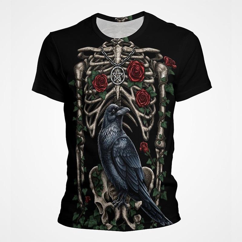 Футболка с принтом «Punk Crow» 3D, футболка «Dark Mighty Raven», мужская повседневная уличная одежда, женские футболки, повседневные топы с птицами и графикой больших размеров