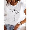 Women's Short-sleeved Cotton Explosive Insect Butterfly Dragonfly Print Round Neck T-shirt Women Clothes  T Shirt