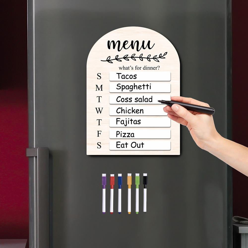 Wood Fridge Meal Planner with Pen Meal Prep Board Weekly Food Menu Board  Dinning Tale