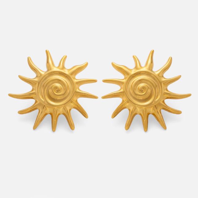 NEW VINTAGE SUN NECKLACE EARRINGS SET Dazan 2025 Summer HOT 18k Gold Plated Tarnish Free Stainless Steel Lover Set Jewelry