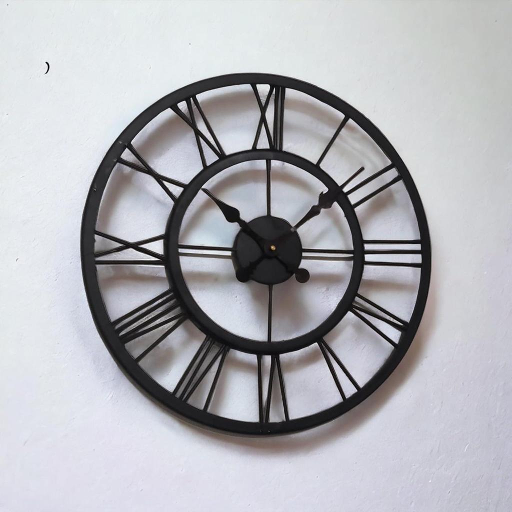 Металлические аналоговые настенные часы 40 см, черные