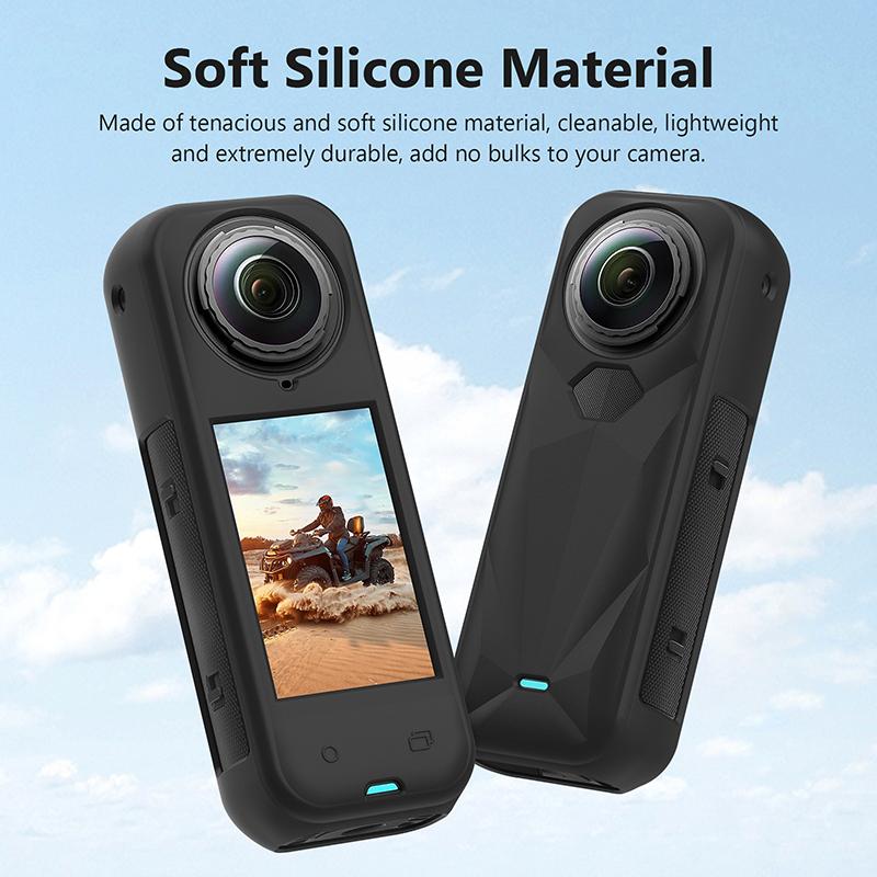 2 шт./1 комплект Силиконовый чехол-крышка для объектива для Insta360 X5 Защитная крышка для объектива Защитный мягкий чехол для корпуса камеры для Insta360 X5 Корпус